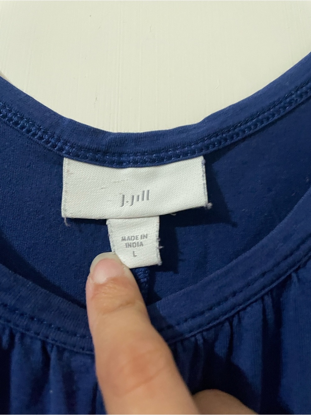 J. Jill Navy Blue Wide Leg Knit Jumpsuit Sleeveless Pockets Large - Picture 4 of 8